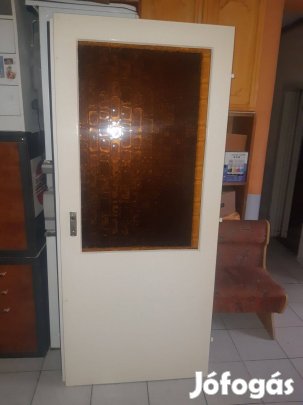 Ajtó bagoly sárga üveges tok nélkül 87x204,5cm fehér jobbos falcos