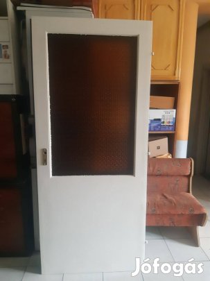 Ajtó templomos sárga üveges tok nélkül 87x204cm fehér jobbos falcos