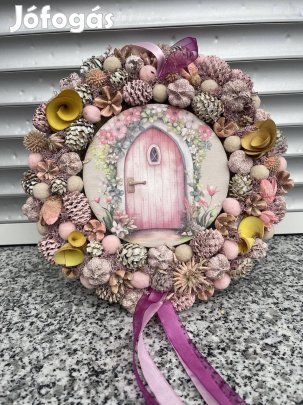 Ajtódísz kopogtató ( rózsaszín ajtós )