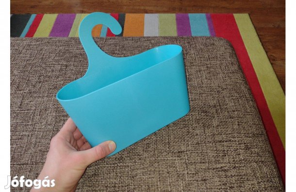 Akasztós tároló, tartó türkiz kék, kékes zöld fürdőszobai eszköz