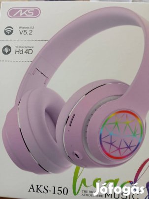Akció 34. Blutouth Fejhallgató AKS-150 Lila Új Bontatlan :