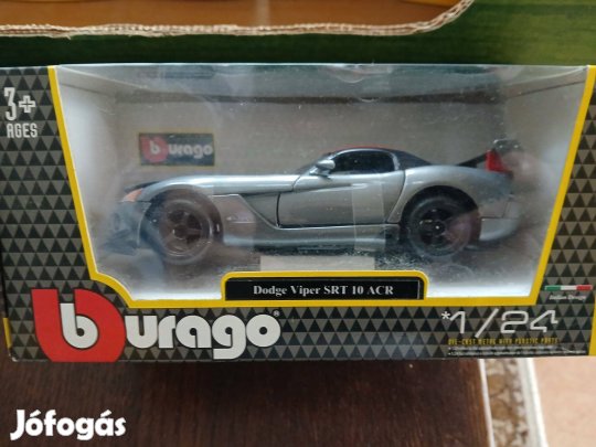 Akció 40. Bburago 1.24 Dodge Viper SRT Fém Kisautó Új Bontatlan :