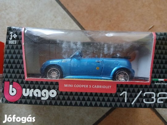 Akció 58. Bburago 1:32 Mini Cooper S Cabrió Fém Kisautó Új Bontatlan