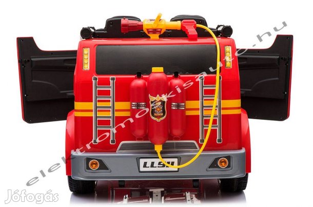 Akció!Kétszemélyes 24V-os Tűzoltóautó elektromos kisautó + felszerelés