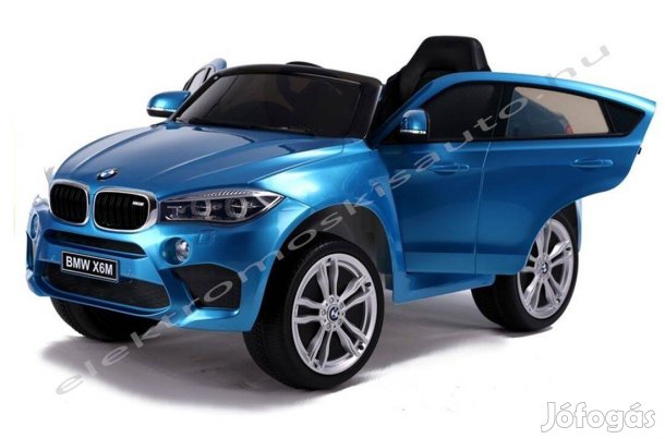 Akció! Egyszemélyes BMW X6M 12V-os lakk kék elektromos kisautó