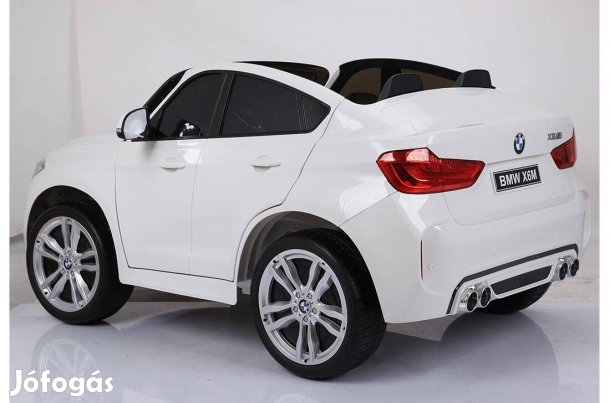 Akció! Fehér eredeti BMW X6M licenc 12V-os 2szem. elektromos kisautó