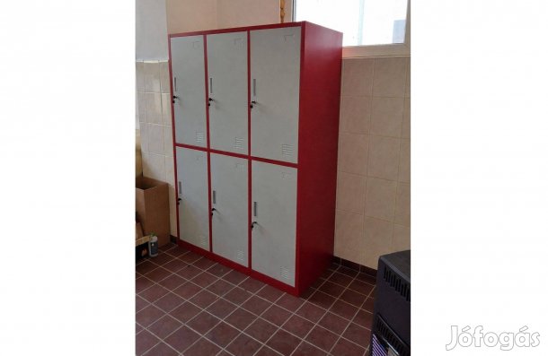 Akció! Fém öltözőszekrény rövid ajtós UNI6.2 piros