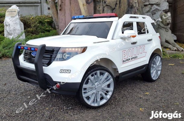 Akció! Rendőrautó 12V fehér Ford Explorer hasonmás elektromos kisautó