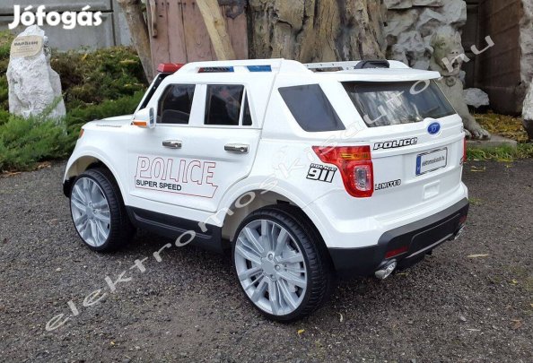 Akció! Rendőrautó 12V-os fehér elektromos kisautó