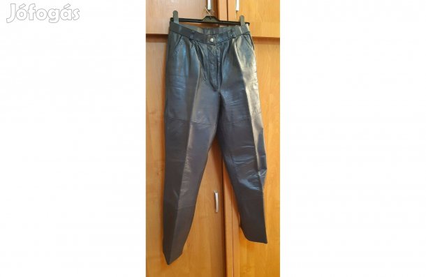 Akció! Sötétkék, selyemmel bélelt női bőrnadrág eladó