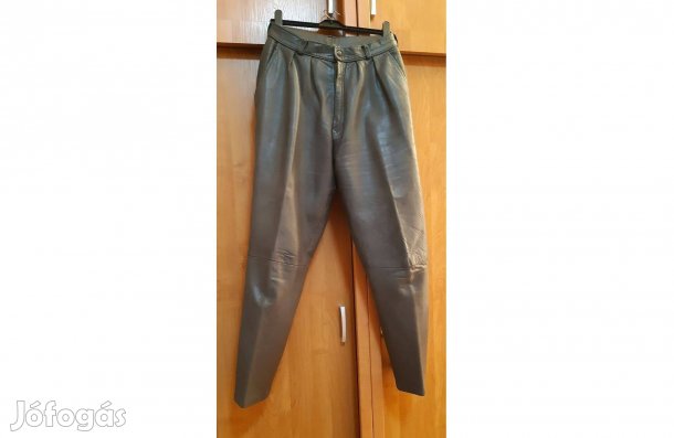Akció! Sötétszürke színű, selyemmel bélelt bőrnadrág eladó