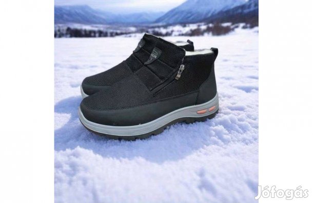 Akció ! Új, bundás, zipzáras, magasszárú férfi bokacipő, mérete: 46