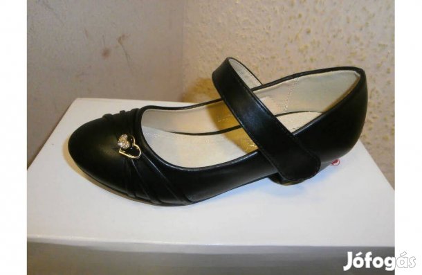 Akció ! Új, elegáns, tépőzáras fekete kislány cipő, méretek: 25,26,27