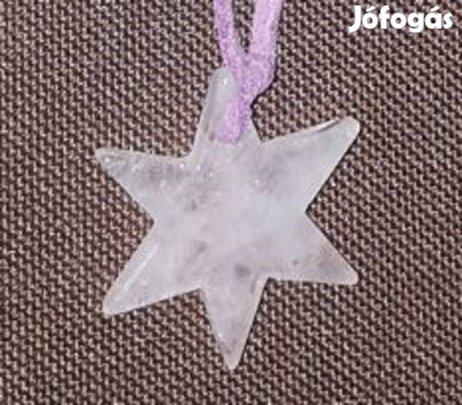 Akció !! Új rózsakvarc (szeretet kő) csillag medál (bőr lánc nélkül!)