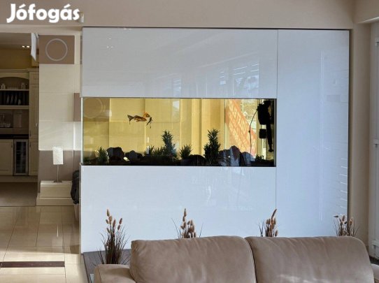 Akciós - Óriás akvárium fehér bútorlap váz ragasztott festett üveg