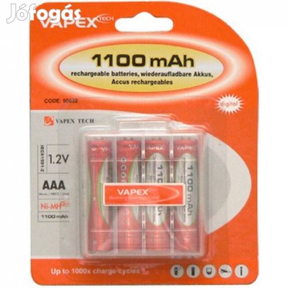 Akkumulátor : 4x 1100 mAh (AAA) Ni-MH + tartó (_)