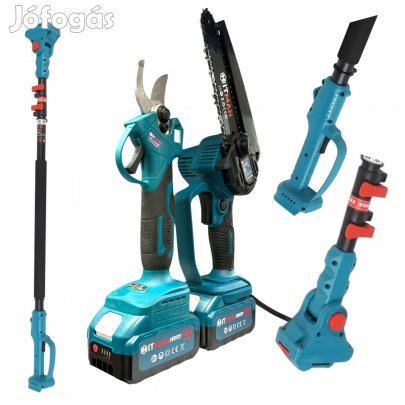 Akkumulátoros Profi Kerti Készlet, Metszőolló és Láncfűrész Teleszkópo