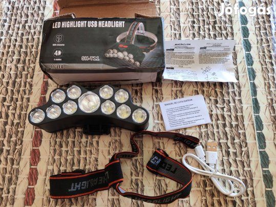 Akkumulátoros fejlámpa 11 ledes 4 módos eladó