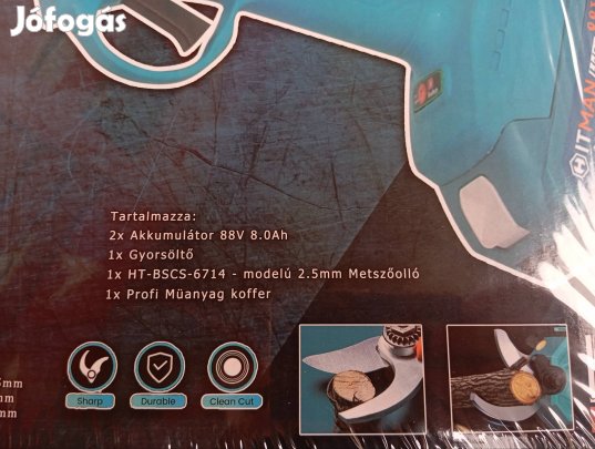 Akkumulátoros metsző olló 2 db lítiumos akkumulátorral 