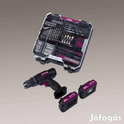 Akkus ütvefúró 20 V 2db aksival töltővel!74 darabos tartozékokkal