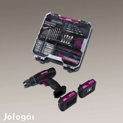 Akkus ütvefúró 20 V 2db aksival töltővel!74 darabos tartozékokkal,