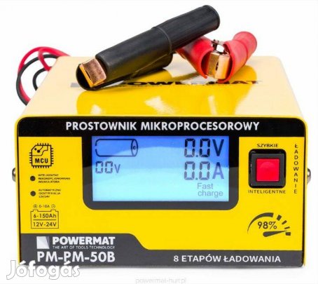 Akkutöltő automata PWM 12V/24V 10 Amp, 8 töltési folyamat+regenerálás