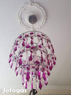 Akril csillár bordó-rózsaszín ezüst