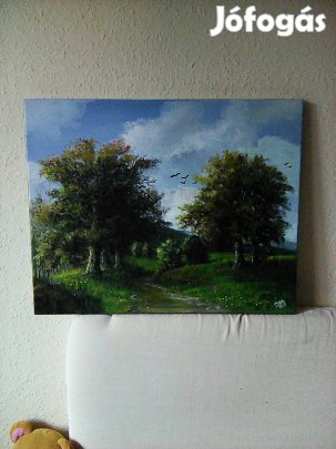 Akril festmény feszített vászonra keret nélkül szignózott 50x40cm cm