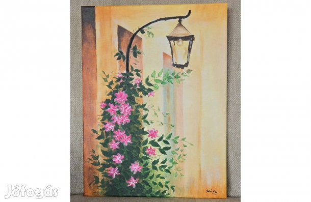 Akrilfestmény vásznon toszkán utcarészlet