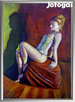 Aktmodell fűzőben Modern impresszionista festmény. Kagyerják Attila T