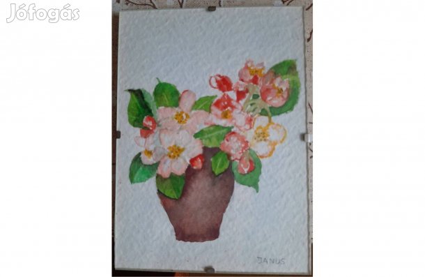 Akvarell vízfestmény üveg keretben (17 * 12 cm)