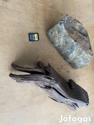 Akvárium dísz kő és fa