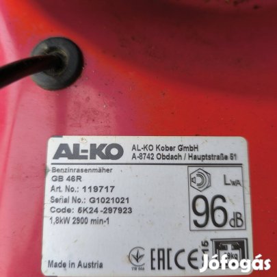 Al-ko benzines fűnyíró eladó 
