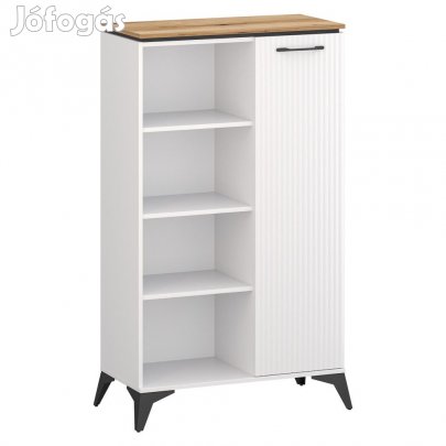 Alacsony polcos szekrény, fehér/evoke tölgy, VELIS 1D