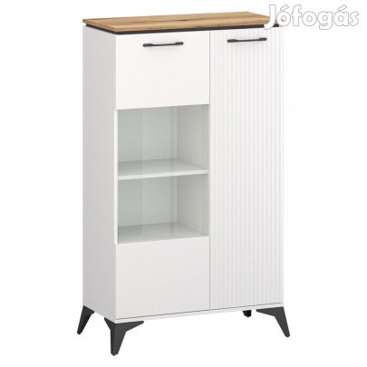 Alacsony vitrin, fehér/evoke tölgy, VELIS 1D1W