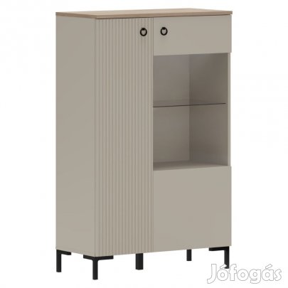 Alacsony vitrin, szürkésbarna Taupe/silverjack tölgy, DOMCA 1D1W/140