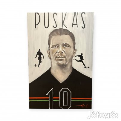 Albert László - Puskás Ferenc portré, modern figurális festmény 60x90