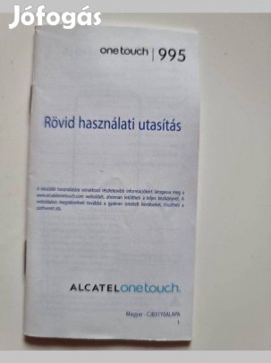 Alcatel one touch 995 Ultra magyar nyelvű Használati útmutató eladó