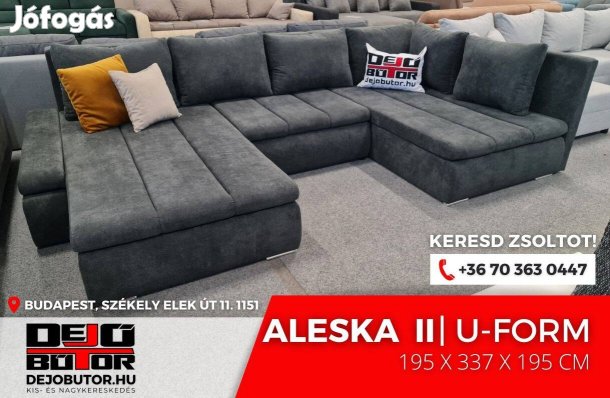 Aleska 2 sarok kanapé ülőgarnitúra 195x337x195 cm ualak fekete