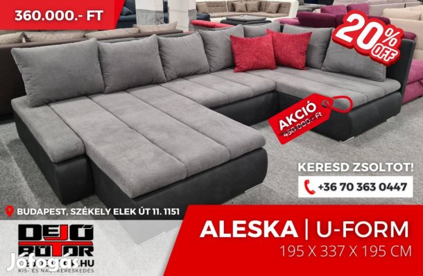 Aleska 2 sarok kanapé ülőgarnitúra ualak 195x337x195 cm grafit