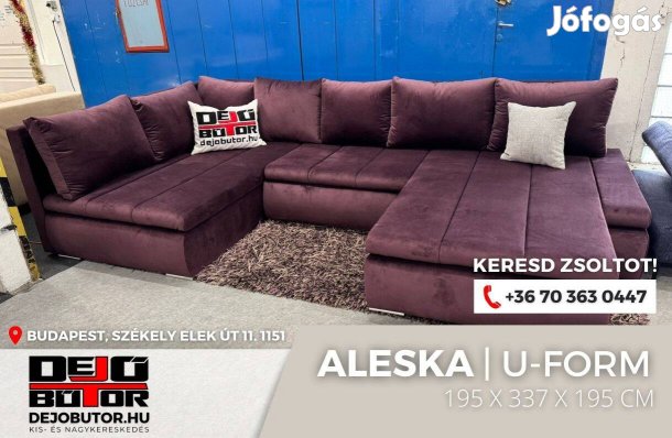 Aleska II lila kanapé ülőgarnitúra 195x195x337 cm ágyazható ualak