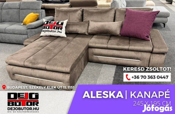 Aleska I. LED párnás kanapé ülőgarnitúra 245x195 cm szivacsos barna