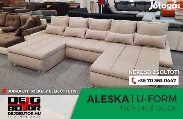 Aleska I. ualak kanapé ülőgarnitúra 195x344x195 cm ágyazható natúr