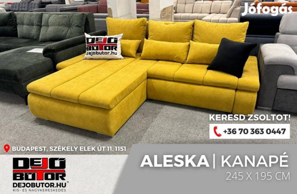Aleska sárga sarok kanapé ülőgarnitúra 244x195 cm ágyazható