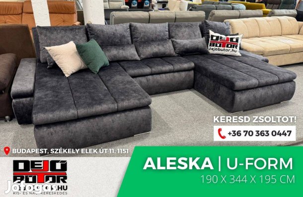 Aleska sarok kanapé bútor ülőgarnitúra 195x344x195 cm ualak fekete