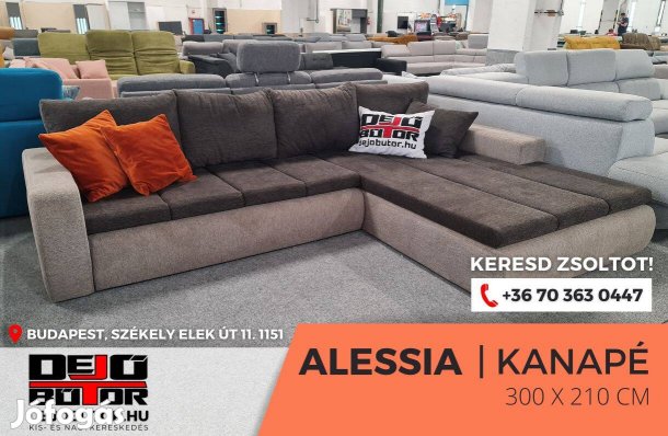 Alessia bronz sarok kanapé ülőgarnitúra 300x210 cm ágyazható