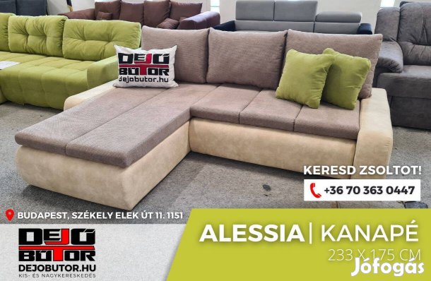 Alessia mini drapp sarok kanapé ülőgarnitúra 233x175 cm ágyazható