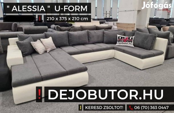 Alessia sarok kanapé ülőgarnitúra 210x375x210 cm ualak gray ágyazható