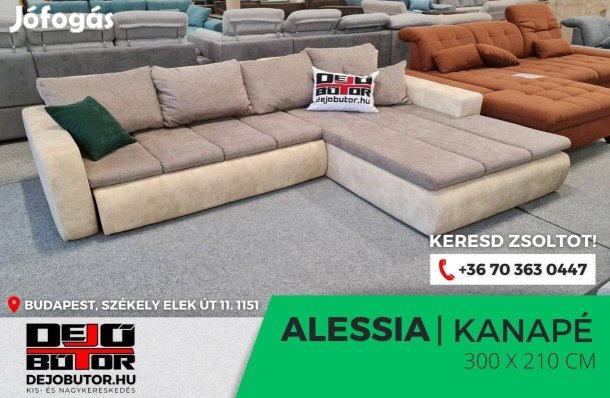 Alessia sarok kanapé ülőgarnitúra 300x210 cm ágyazható bézs