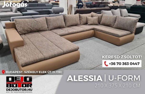 Alessia ualak kanapé ülőgarnitúra 210x375x210 cm barna ágyazható